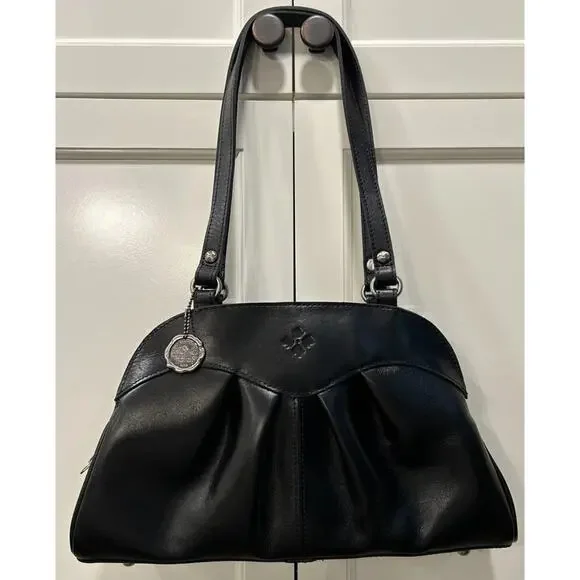 Patricia‎ Nash Macellara Oval Satchel Heritage black Leather Shoulder bag Purse - Picture 3 of 16